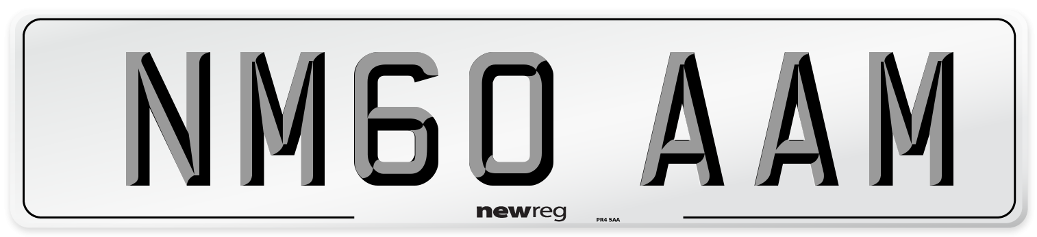 NM60 AAM Number Plate from New Reg